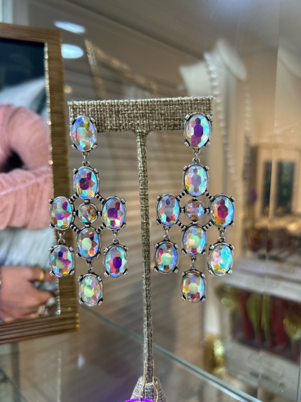 Aurora Borealis Crystal Chandelier Earrings - Iridescent
